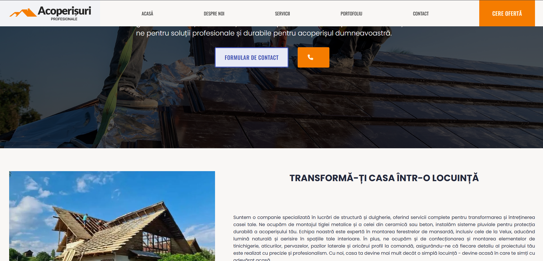 Acoperisuri Profesionale Website Image